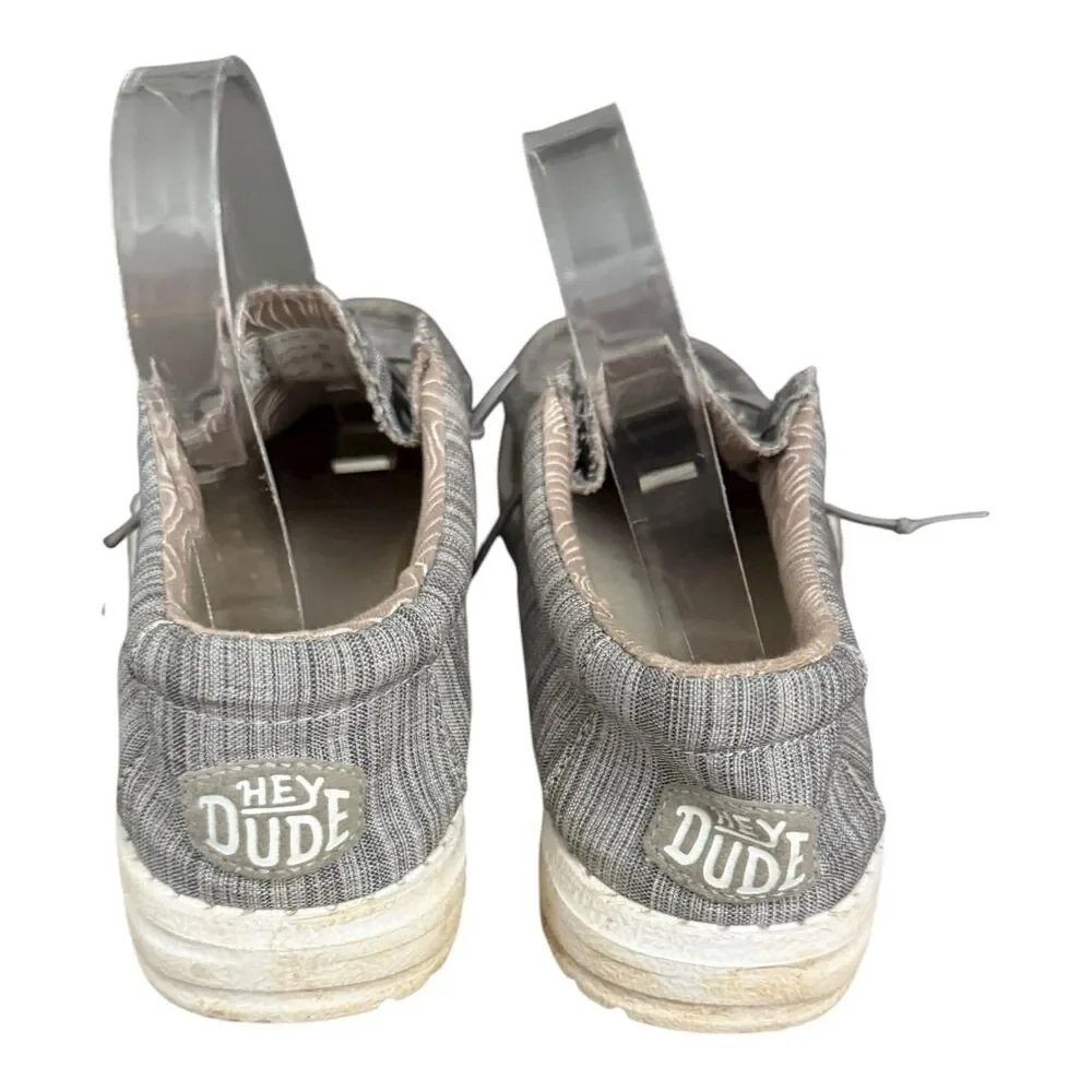 Hey Dude Wally Youth Y6/L7 Gray Linen Stone Children’s Slip On Loafers Casual